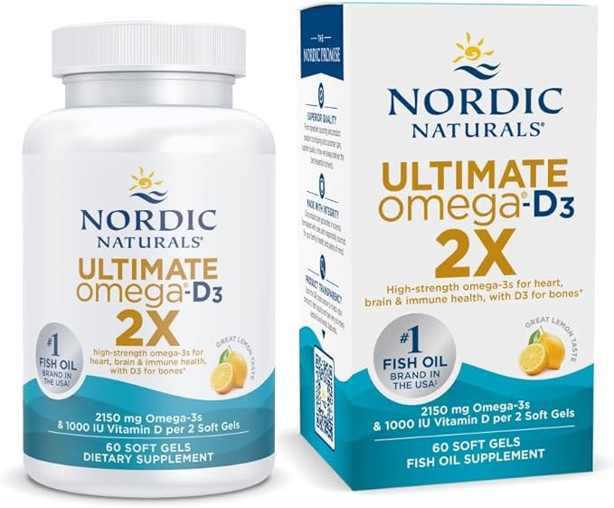 Nordic Naturals, Ultimate Omega®-D3 2X, Great Lemon, 60 Soft Gels