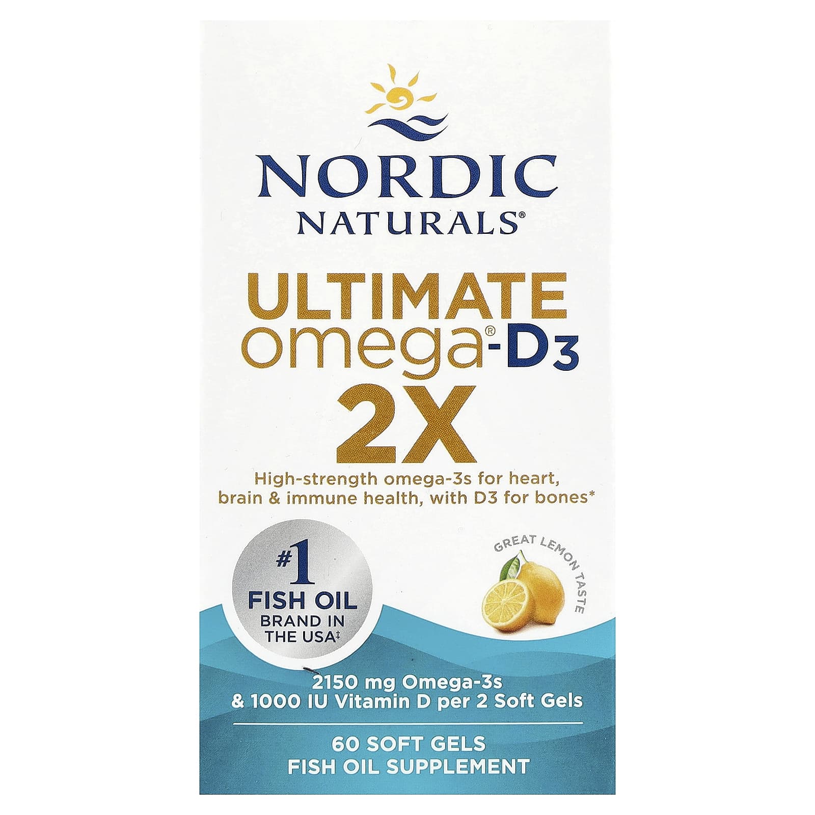 Nordic Naturals, Ultimate Omega®-D3 2X, Great Lemon, 60 Soft Gels - Image 3